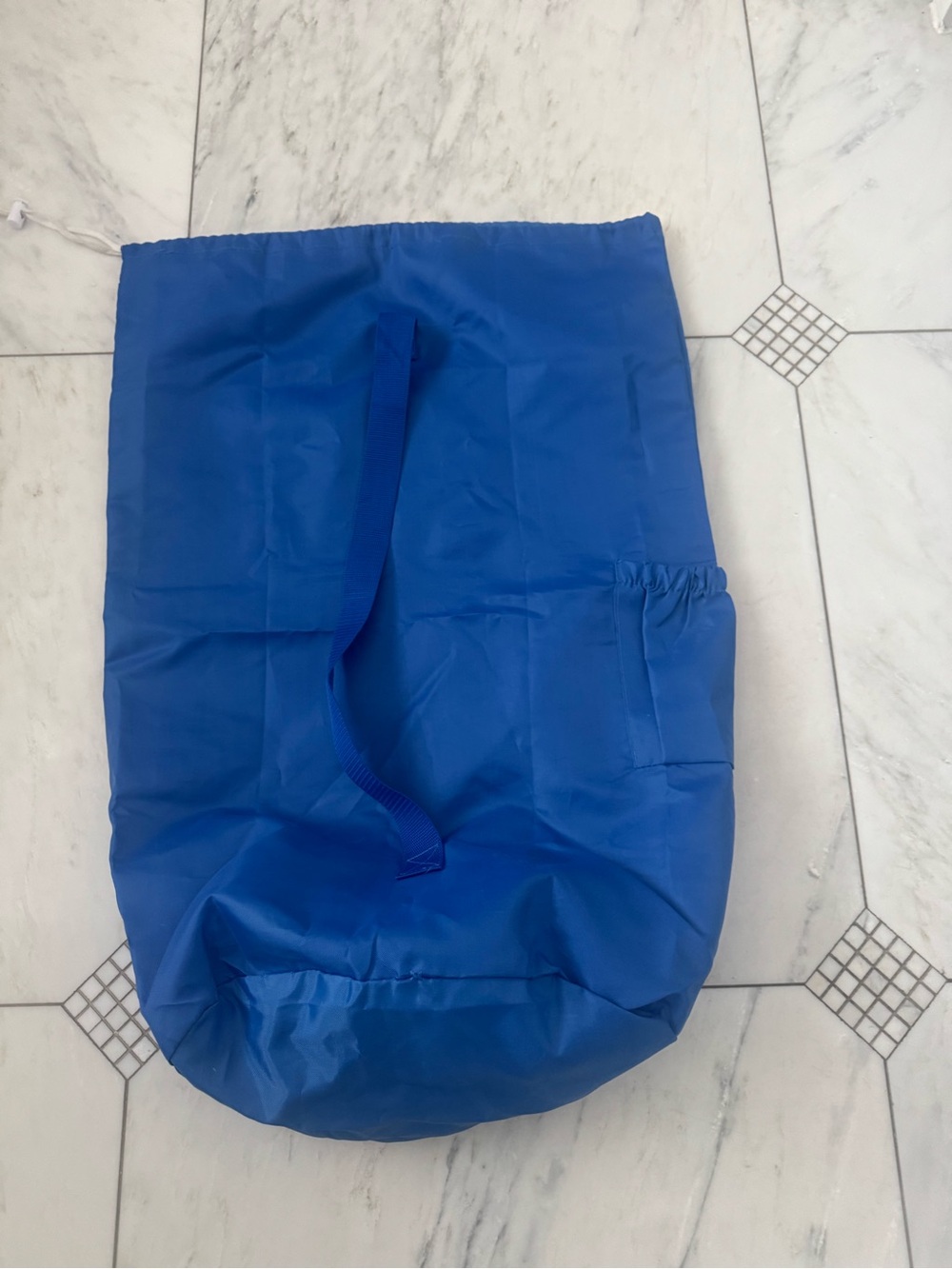 Blue Drawstring Laundry Bag with White Script - Picture 3 of 3